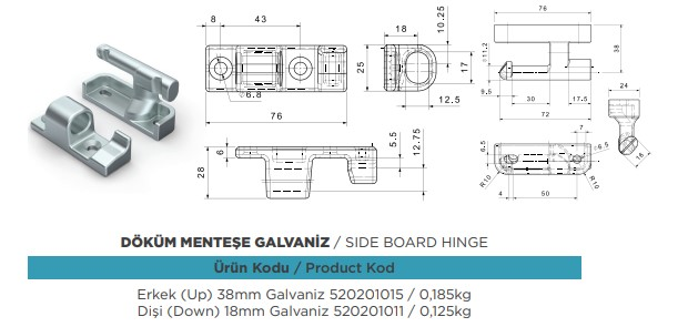 ALUMINYUM KAPAK DORSE DOKUM MENTESE DISI GALVENIZ 18 MM